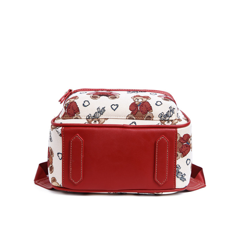 小熊依恋女2019新款时尚帆布背包 pjev双肩背包