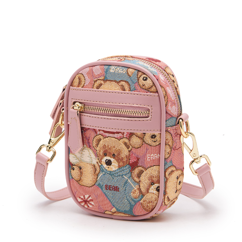 小熊依恋新款简约百搭手机包斜跨包 pjev女士包袋