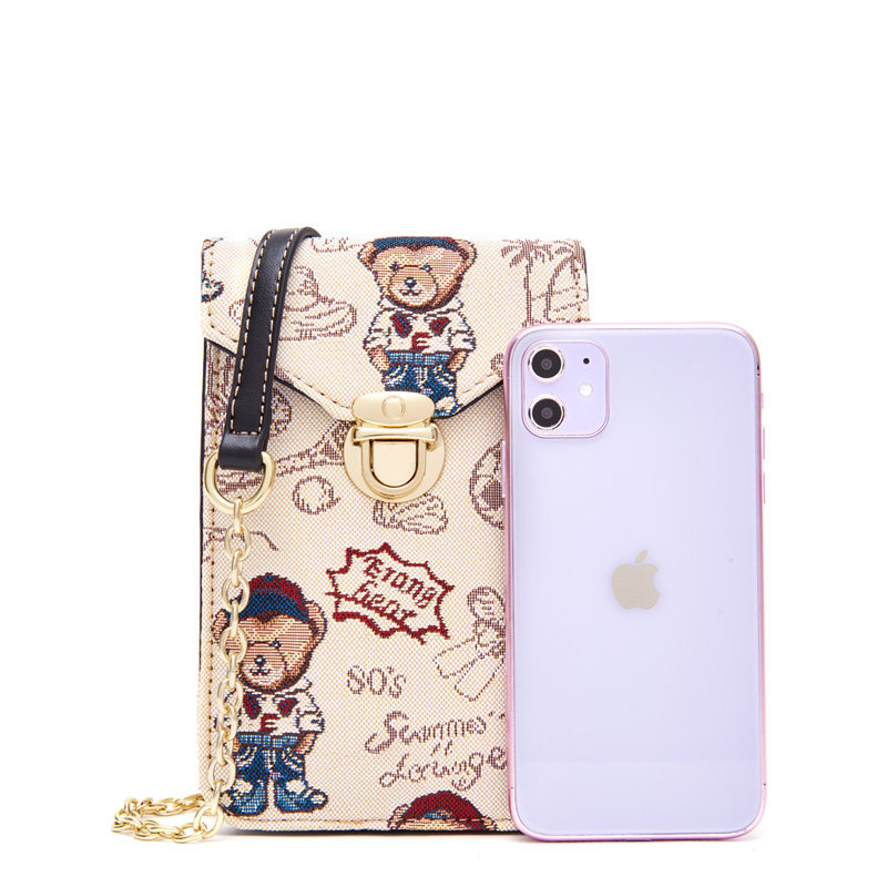 小熊依恋手机包女斜挎2020单肩包 pjev手机包