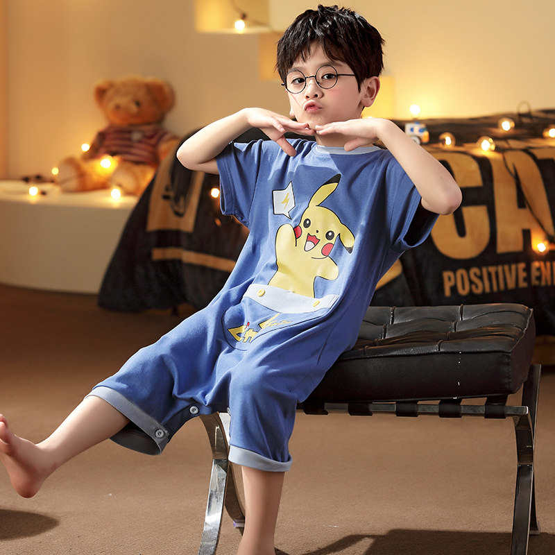 男童连体夏季短袖夏装网红哈衣睡衣 冉影睡衣/家居服套装