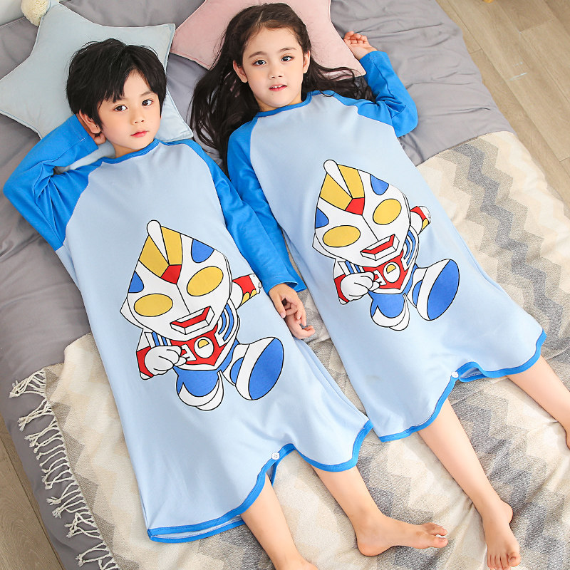 春季连体纯棉小女孩男小学生睡衣 冉影睡衣/家居服套装