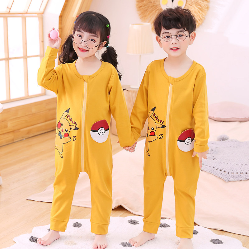儿童连体春秋季纯棉中大童卡通睡衣 冉影睡衣/家居服套装