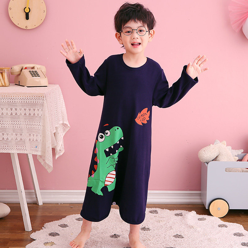 小学生连体男童春秋季纯棉长袖睡衣 冉影睡衣/家居服套装