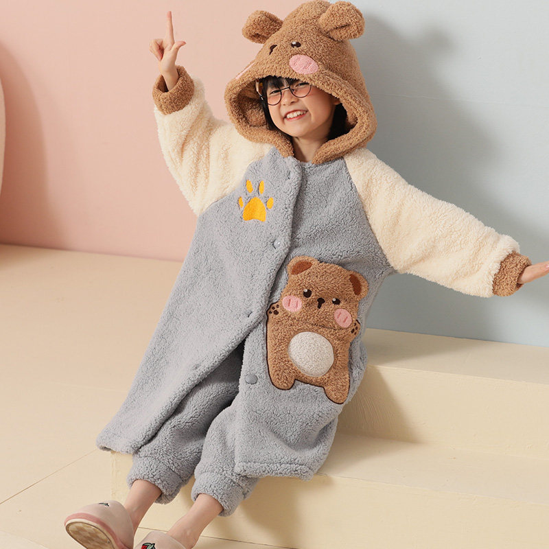 男童清纯可爱小鲨鱼保暖珊瑚绒睡衣 冉影睡袍/浴袍