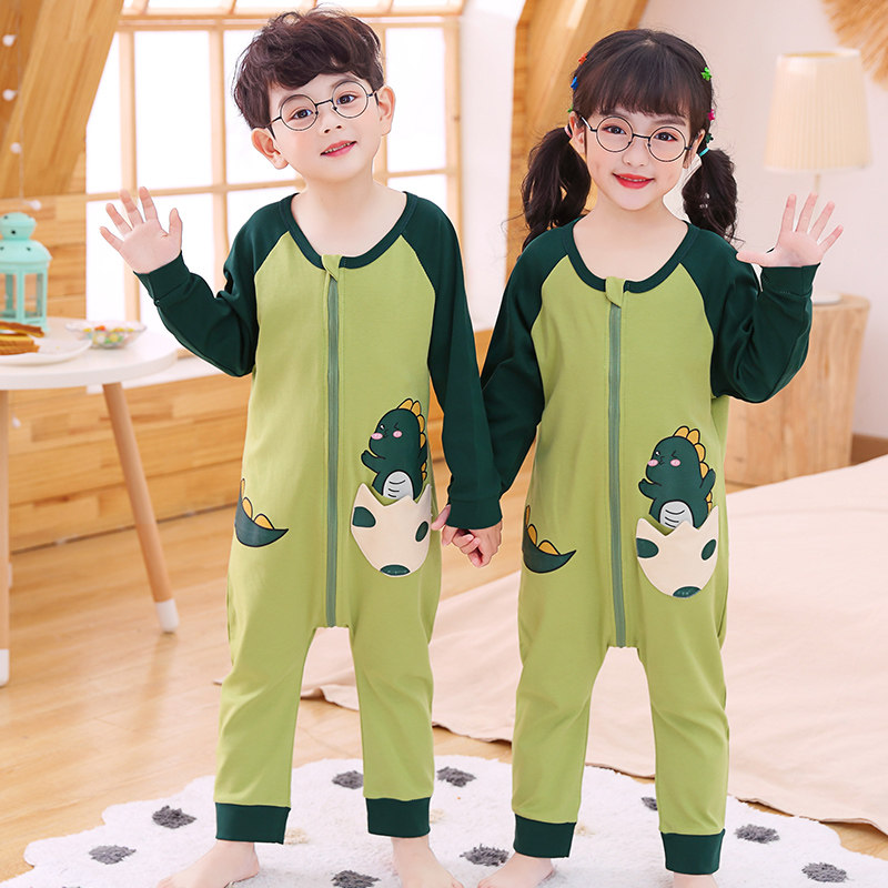 儿童连体春秋季纯棉中大童卡通睡衣 冉影睡衣/家居服套装