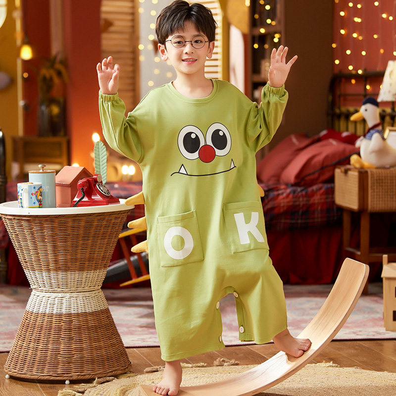 男童纯棉长袖儿童连体衣春秋季睡衣 冉影睡衣/家居服套装