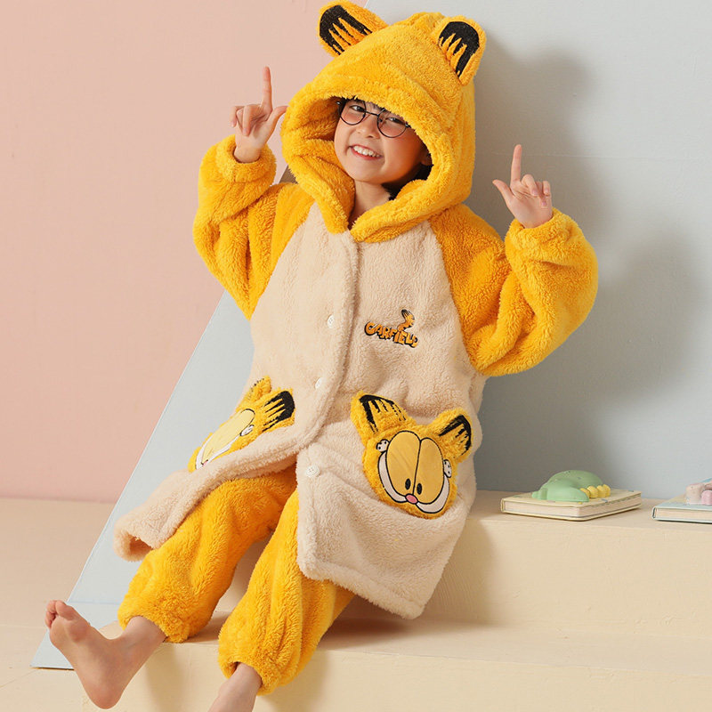 男童清纯可爱小鲨鱼保暖珊瑚绒睡衣 冉影睡袍/浴袍