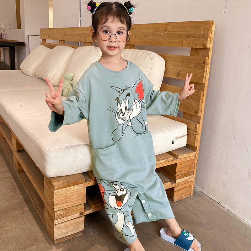 2021秋季新款女童连体长袖纯棉睡衣 冉影睡衣/家居服套装