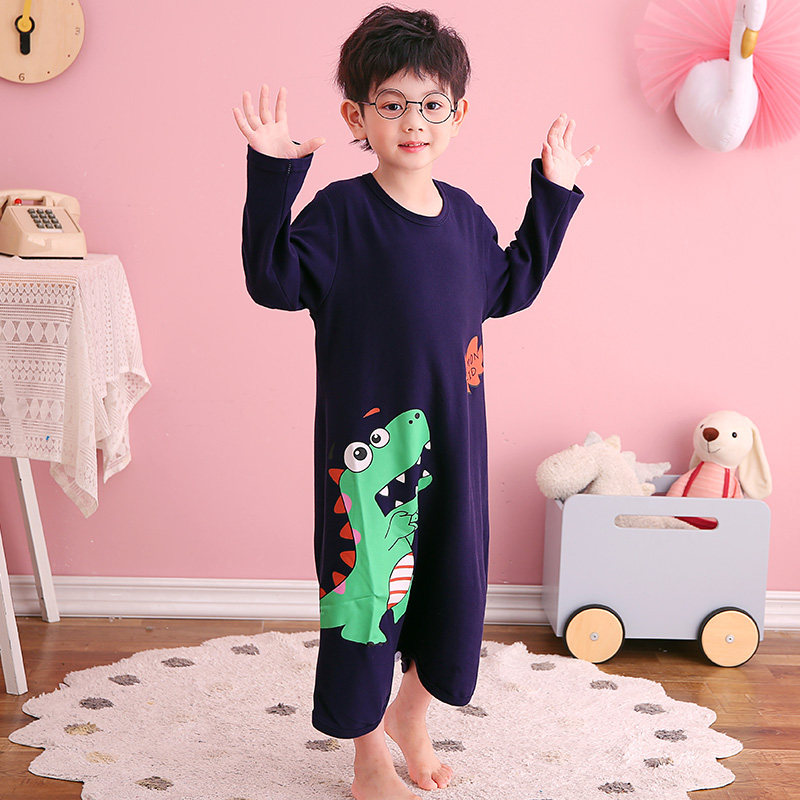 春秋季纯棉连体衣卡通男童长袖睡衣 冉影睡衣/家居服套装