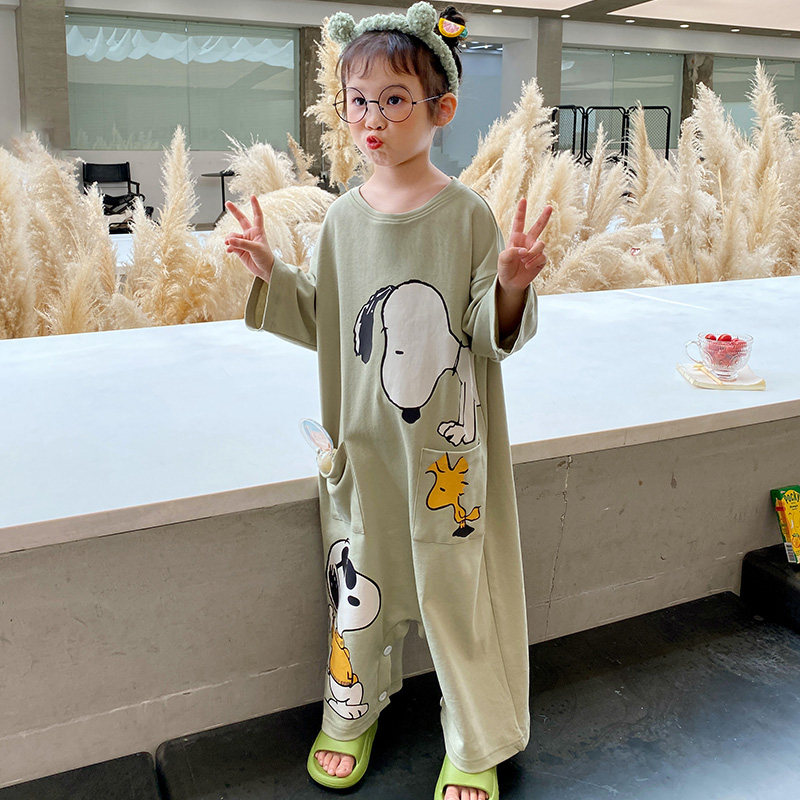 春秋女童连体长袖纯棉儿童8 6睡衣 冉影睡衣/家居服套装