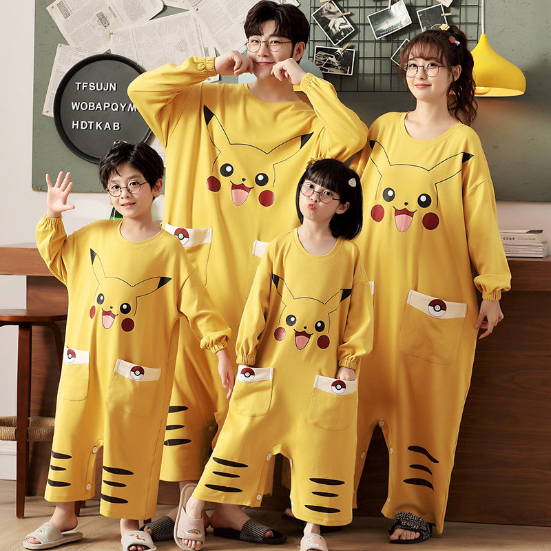 连体亲子装一家三口四口纯棉睡衣 冉影睡衣/家居服套装