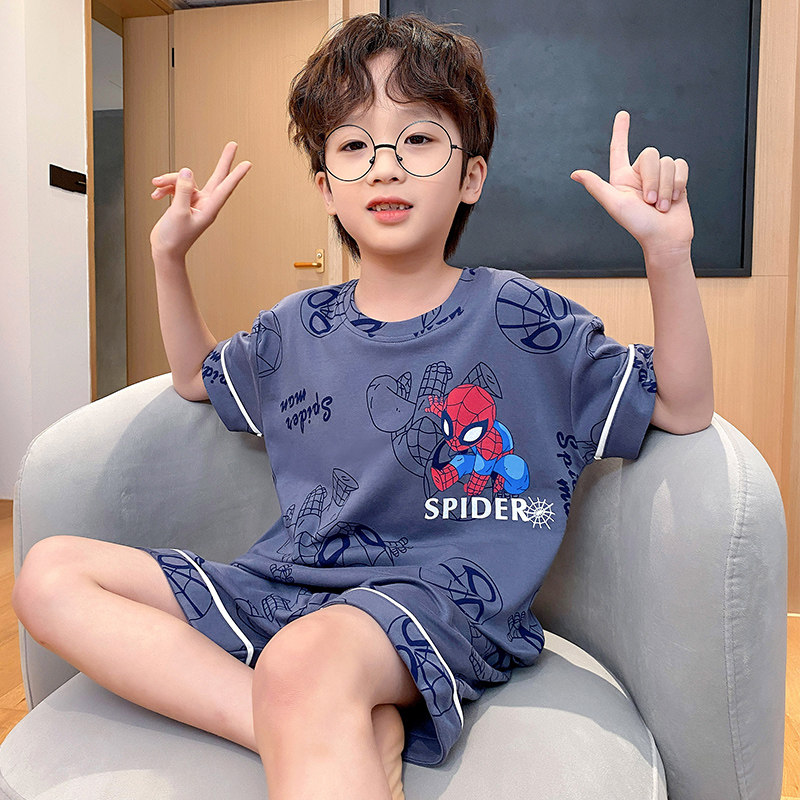 儿童男孩夏天纯棉短袖中小童睡衣 冉影睡衣/家居服套装