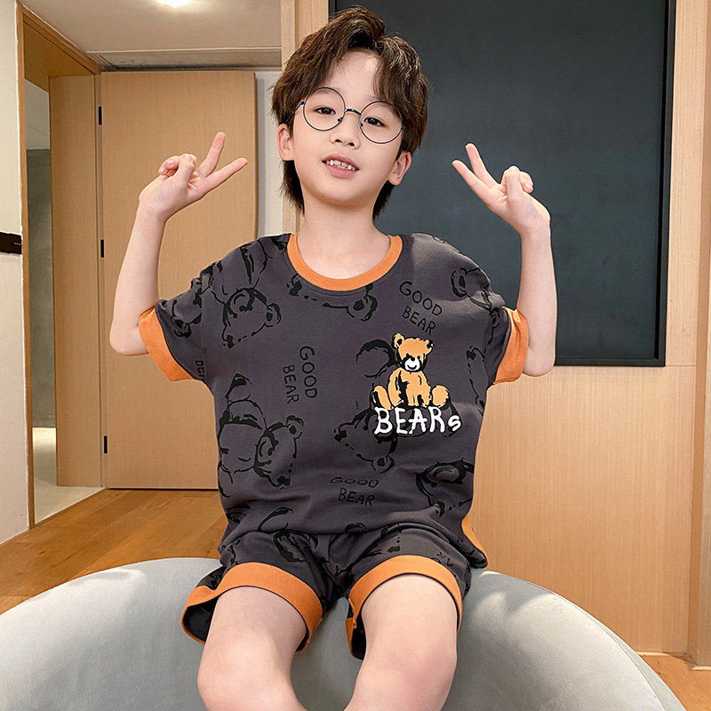 儿童男孩夏天纯棉短袖中小童睡衣 冉影睡衣/家居服套装