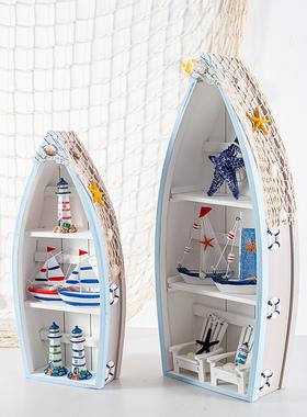 地中海夏季橱窗美陈布置创意船型展示柜船柜海洋主题装饰dp点道具