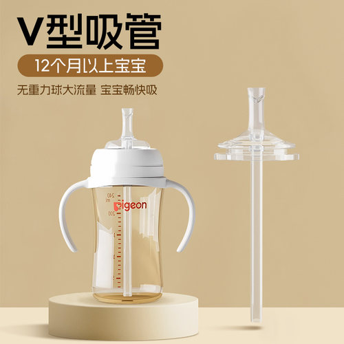 适配第三代贝亲直饮吸管奶瓶配件专用学饮重力球吸管杯翻盖水杯头 - 图0