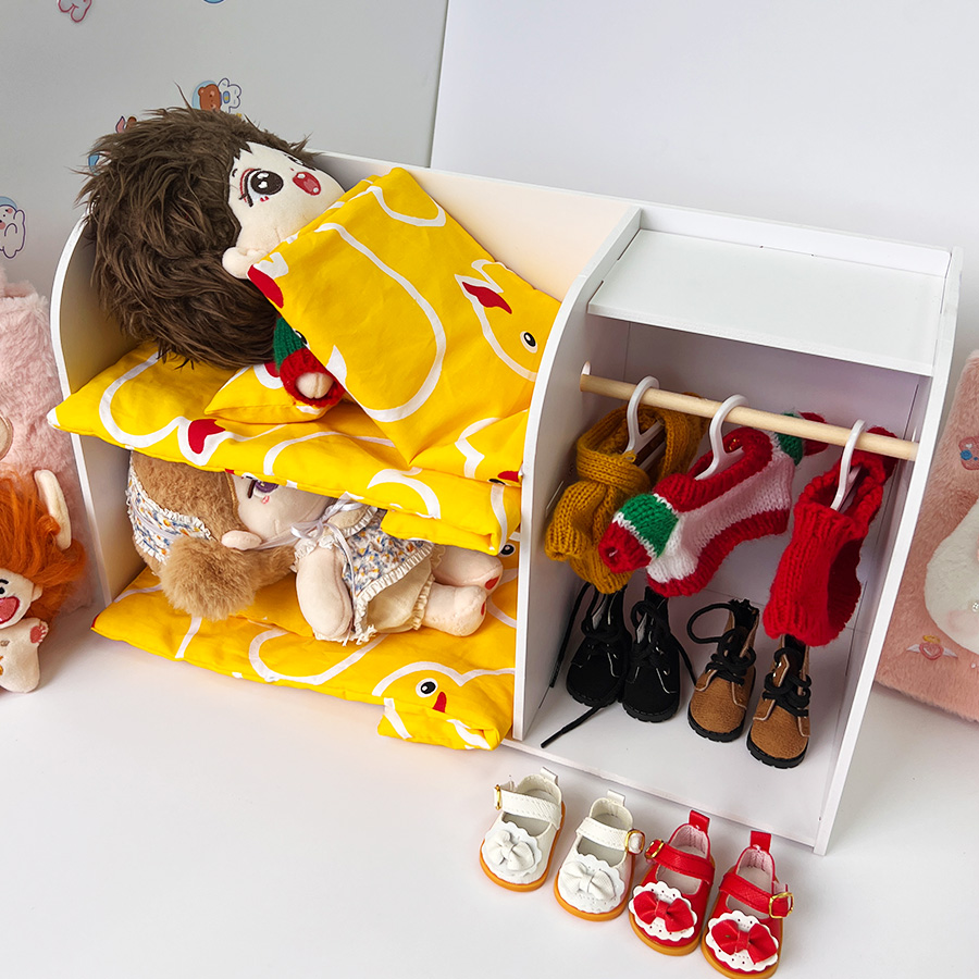 棉花娃娃20cm床玩偶用小家具收纳30厘米6分娃娃床屋子3件套床品-图3