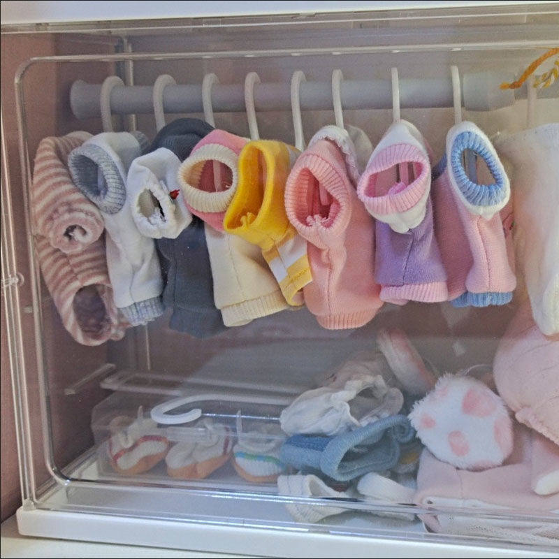 适用于拉布布20cm棉花娃娃衣柜收纳盒展示柜透明娃床娃娃用衣架,淘宝优惠券,粉丝福利购,淘宝优惠卷