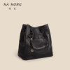 Hahong first-layer cowhide classic large-capacity armpit bag bucket bag new retro commuter tote bag lazy and relaxed