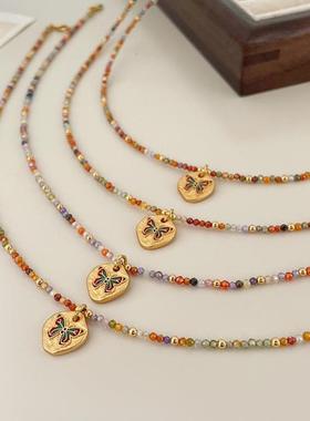 串珠项链手链女双层甜酷多巴胺颈链高级感锁骨链度假配饰
