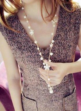 百搭欧美风圆环简约日韩装饰饰品长款毛衣链项链女士衣服配饰挂饰