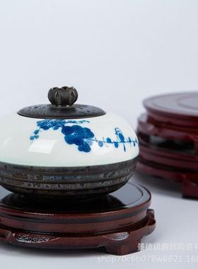 花盆底座托架实木茶壶花瓶石头奇石香炉木托盘架圆形摆件底座木