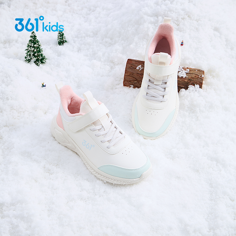361正品女童鞋加绒二棉运动鞋秋冬季儿童皮面跑步鞋女孩保暖棉鞋 - 图0