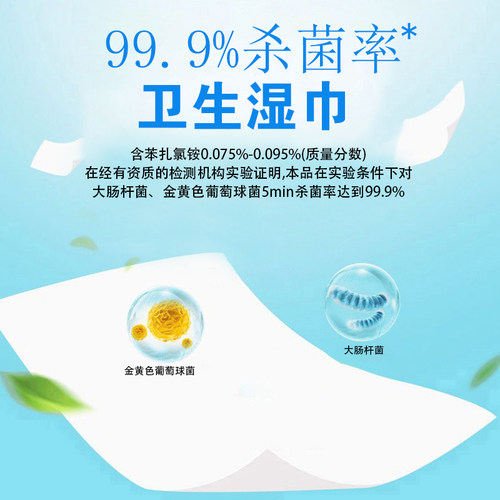 杀菌卫生湿巾独立包装学生专用100抽一次性杀菌随身便携小包湿巾 - 图0