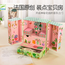 DJECO Music Box Mystery Garden Octaonic Box Wood First Decorated Box Containing Girl Dancing Children Birthday Present
