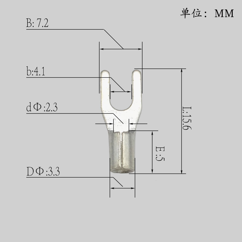 UT1.5-4叉型Y形端头1000只z/包U型裸端子铜线鼻子冷压接线端子镀