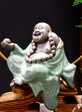 中式风流水喷泉弥勒佛鱼缸加湿器