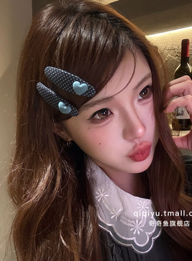 秋冬少女韩系布艺波点爱心发夹女