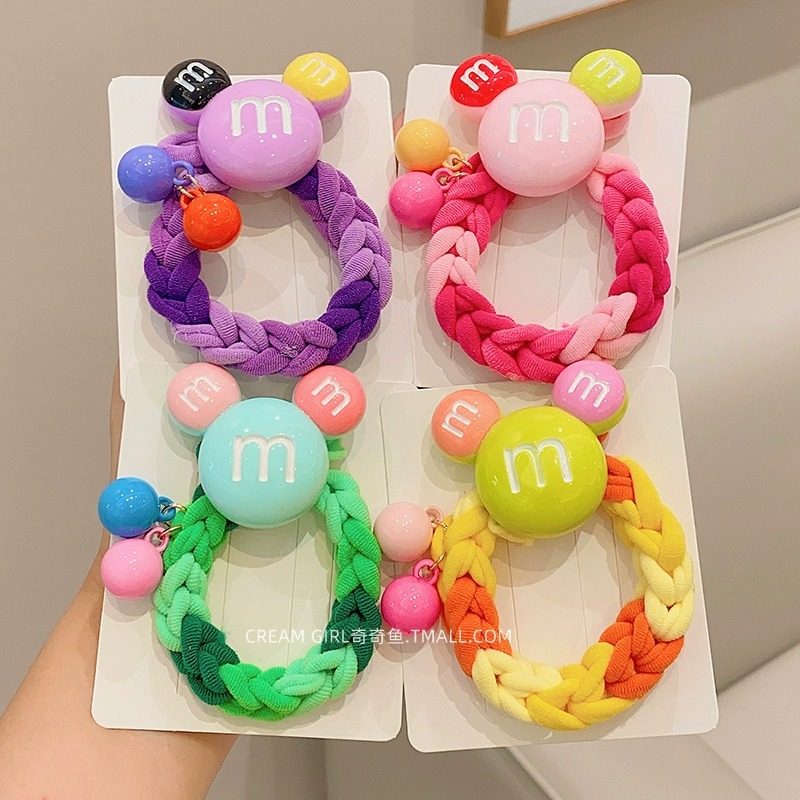 儿童编织加粗发圈女童宝宝卡通M豆扎马尾丸子头皮筋女孩头绳发饰,淘宝优惠券,粉丝福利购,淘宝优惠卷