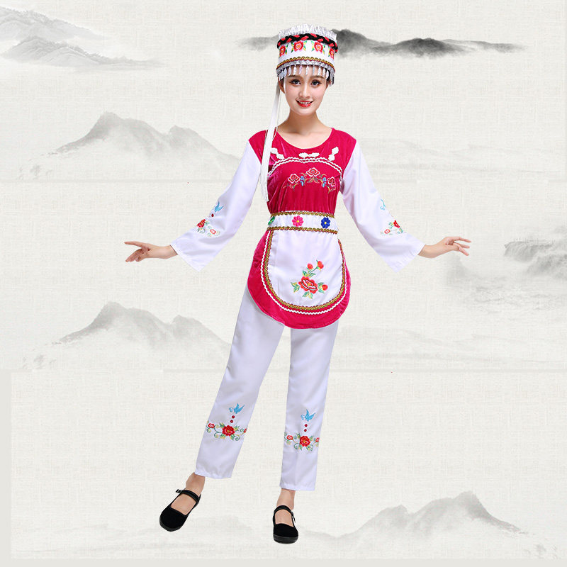 女儿童成人白族云南葫芦丝演出服 mhtfyd民族服装/舞台装