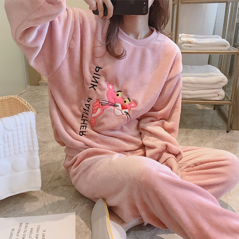 春秋冬珊瑚冬季可爱法兰绒绒睡衣 写现睡衣/家居服套装