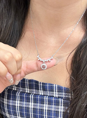 布拉格月光白玉髓项链女2025新款轻奢新中式钛钢不掉色锁骨链