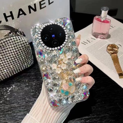 满钻花瓶水钻适用vivoX100手机壳透明Y73s网红X90/2025年X90保护套Y77 5G镶钻x23外壳X60曲屏版女款x27高级感 - 图0