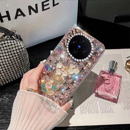 满钻花瓶水钻适用vivoX100手机壳透明Y73s网红X90/2025年X90保护套Y77 5G镶钻x23外壳X60曲屏版女款x27高级感 - 图1