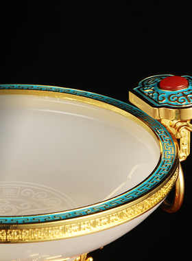 祥龙琉璃聚宝盆摆件新中式办公室老板桌面装饰品店铺乔迁开业礼物