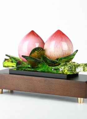 福禄双全全铜寿桃摆件家居酒柜玄关蟠桃装饰品长辈生日贺寿礼品