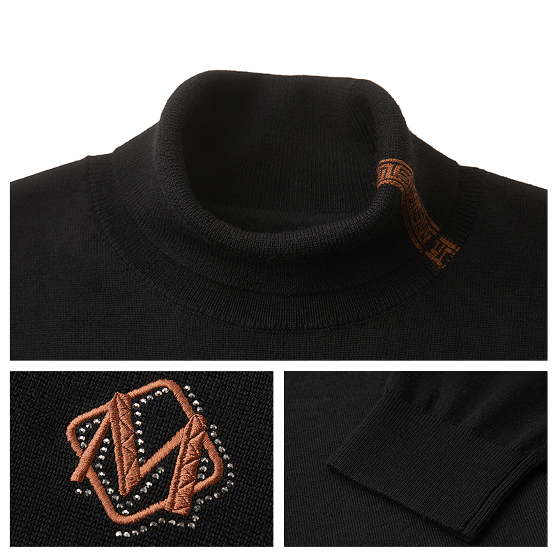 【100%绵羊毛】曼加龙男士羊毛衫2025秋冬新款高领毛衣内搭打底衫 - 图3