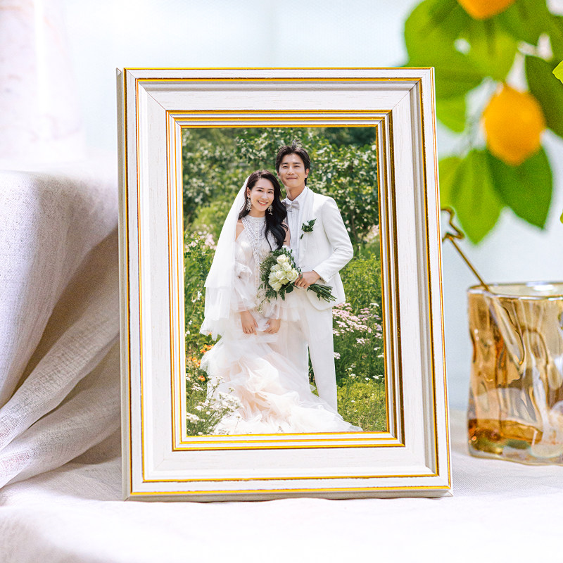 照片打印加相框摆台定制diy相片空框678寸木质洗照片做成相册摆件