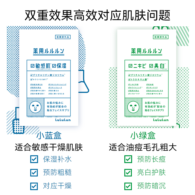 lululun急救面膜舒缓修复亮白痘肌敏感肌高保湿日本面膜4片*2盒