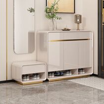 Pormorning Piano Baked lacquered into the family door Shoe cabinet with a shoe changing stool Four doors and four draws 2023 new shoe cabinet containing cabinet