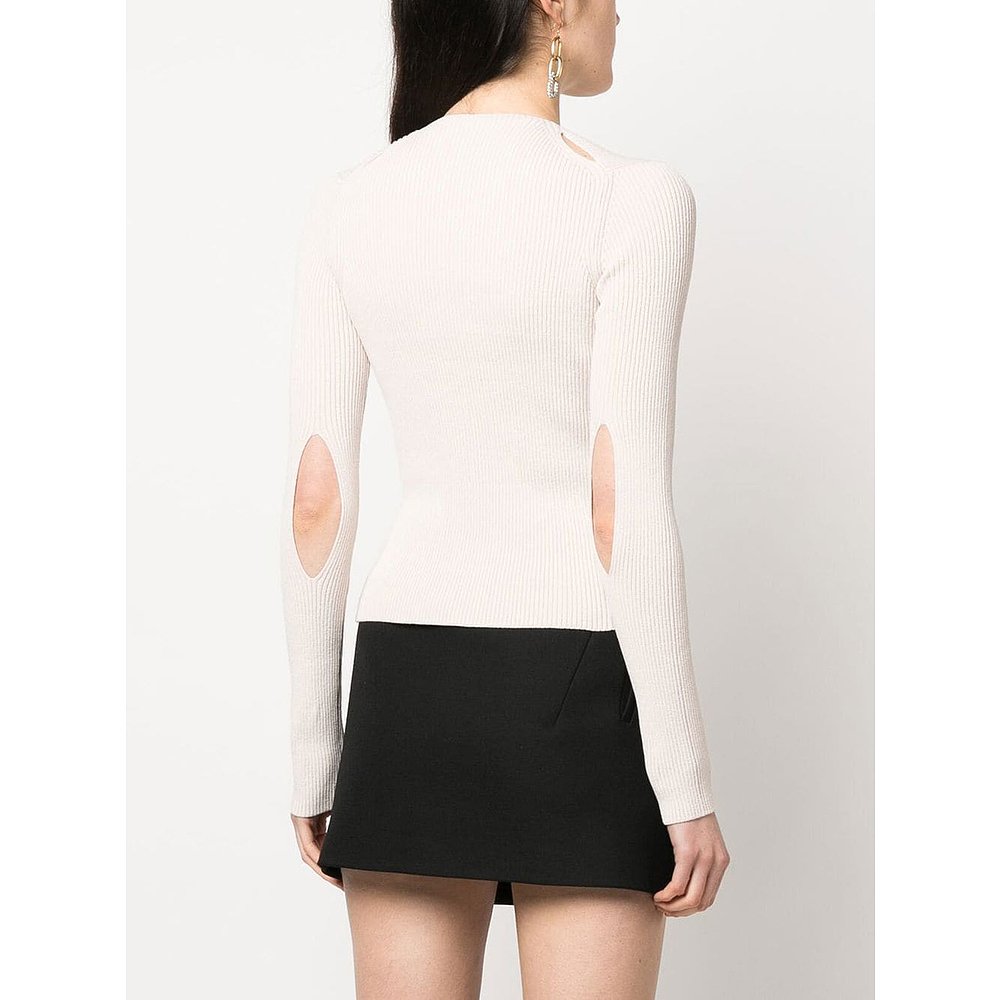 FENDI 女士针织衫 FZC963ANJBF084J SS2023 米白色 徽标针织开衫 - 图2