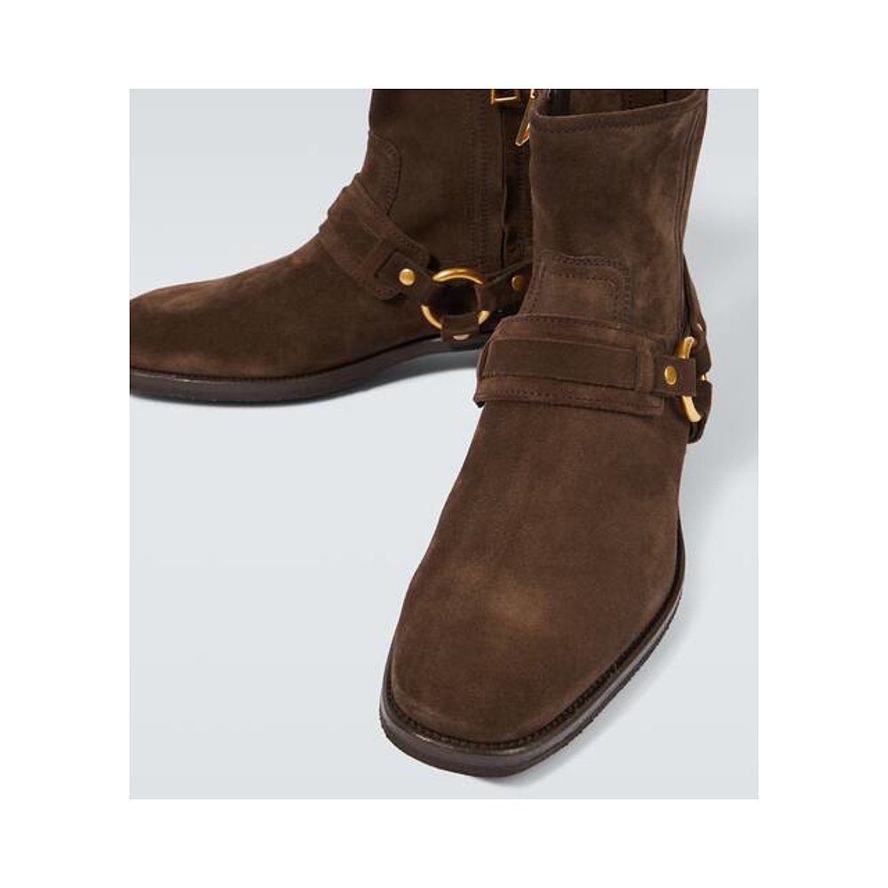 1h可退 潮奢 Tom Ford 汤姆 福特 男士 Cavendish 绒面革骑士靴子 - 图1