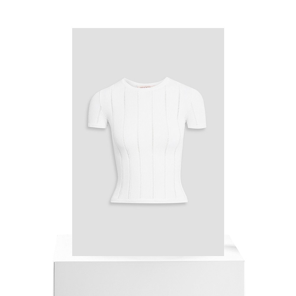 1h可退 香港直邮潮奢 Valentino 华伦天奴 女士 罗纹针织上衣 B0K - 图3