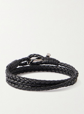 1h可退 潮奢 Tom Ford 汤姆 福特 男士 编织皮革镀银手链手链 JM0