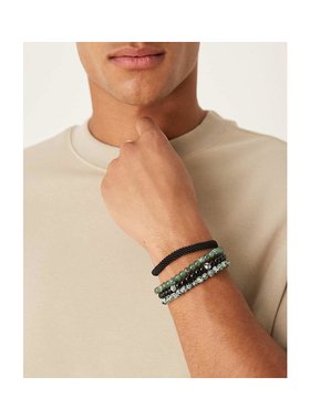 1h可退 潮奢 ASOS 男士 设计珠饰绳子4件套多晶石手镯手链配饰