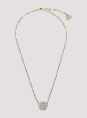 1h可退 潮奢 Miu Miu 缪缪 女士 天蓝色铜制项链 5IC0962F6T吊坠