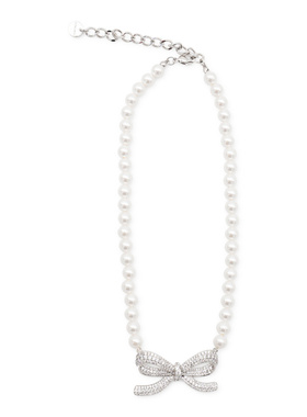 潮奢 Self-Portrait 女士 银色铜制项链 PF25617NPPEARL